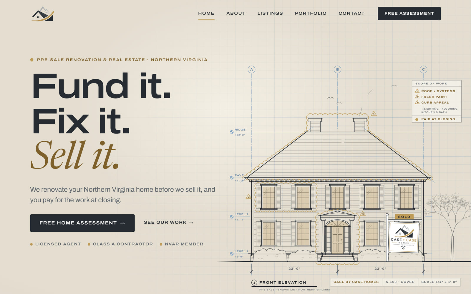 Case by Case Homes website, home page